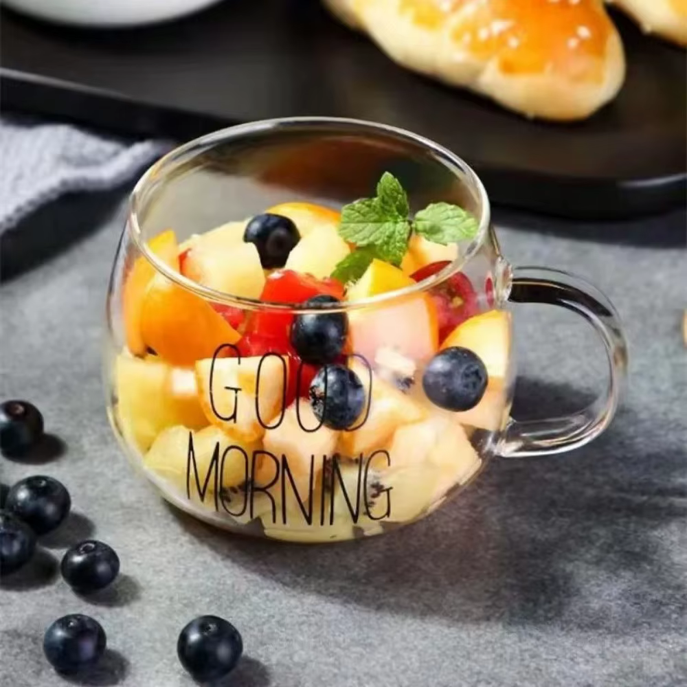 Tasse à café et thé en verre de 350ml, 1 pièce, tasse à lettres imprimées, boissons, Dessert, petit