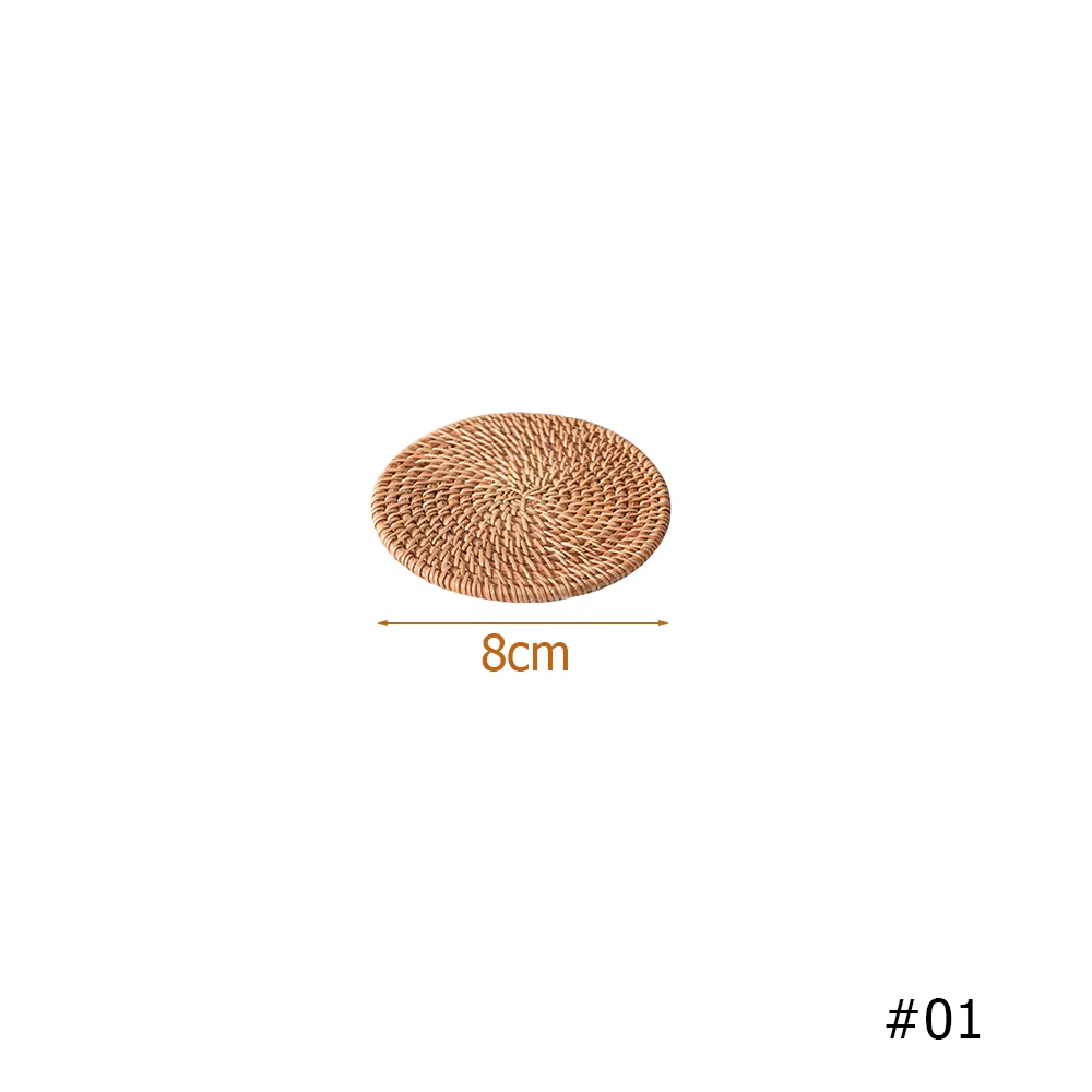 Set de Table Rond Rétro en Rotin Naturel Tissé, Isolation Polymérique, Pot Cowijk, Napperons de Café