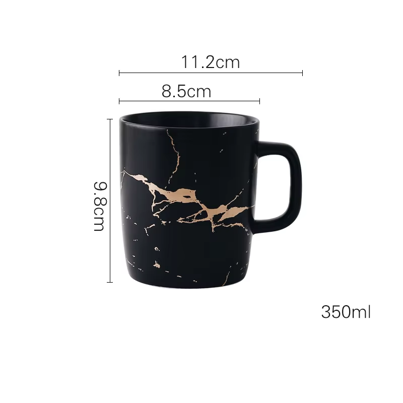 Tasses à café incrustées de marbre doré, mug pour petit déjeuner, verres de bureau et de maison, tas
