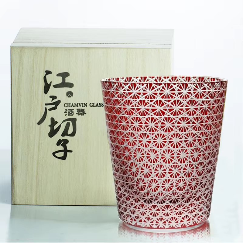 Verres à whisky japonais CHAMVIN Limited Edo Kiriko Ayaka en verre taillé à la main, avec boîte cade