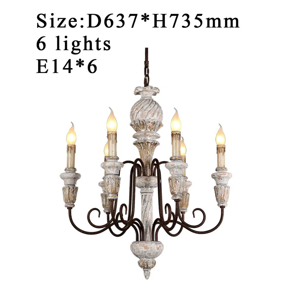 Plafonnier en bois blanc Vintage et rustique, style français, éclairage d'intérieur, luminaire décor