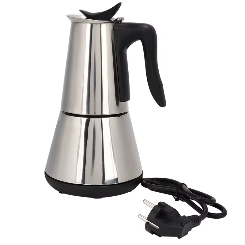Cafetière classique en acier inoxydable, poêle à expresso Moka, 6 tasses, percolateur, prise ue