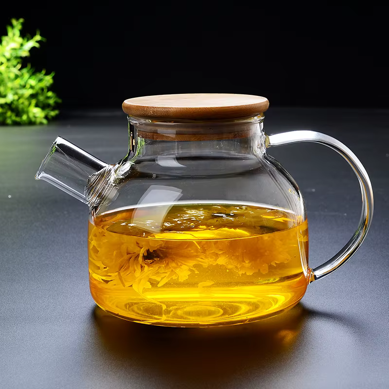 Bouteille d'eau en verre épaissi avec couvercle en acier inoxydable, pichet à eau froide, pichet à e