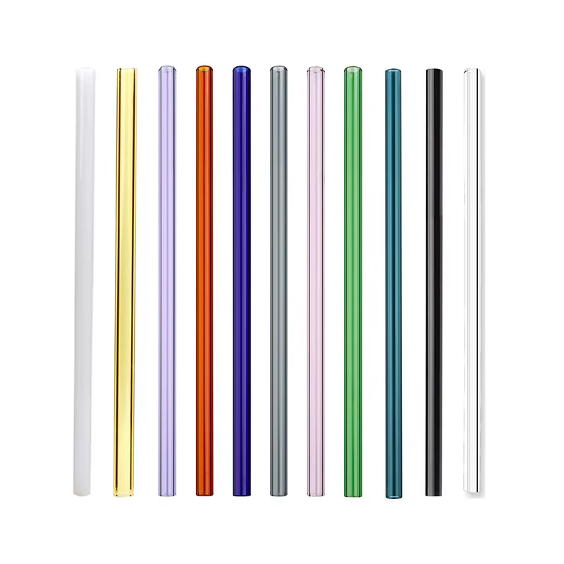 Pailles droites en verre fin coloré, 4 tailles, 500 pièces/lot, réutilisables, respectueux de l'envi