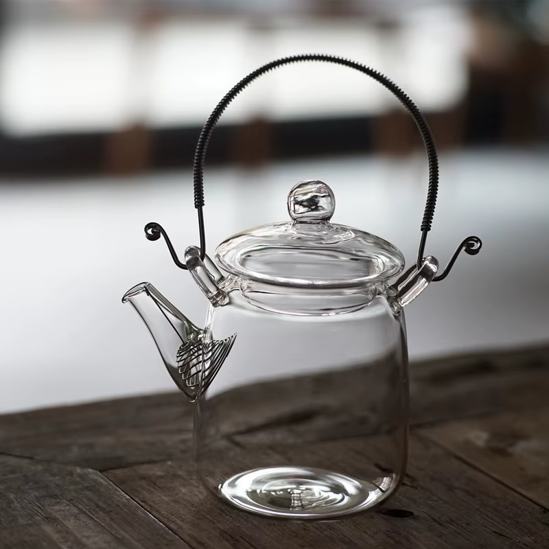 Théière japonaise en verre transparente faite à la main avec filtre, théières à faisceau, degré de c