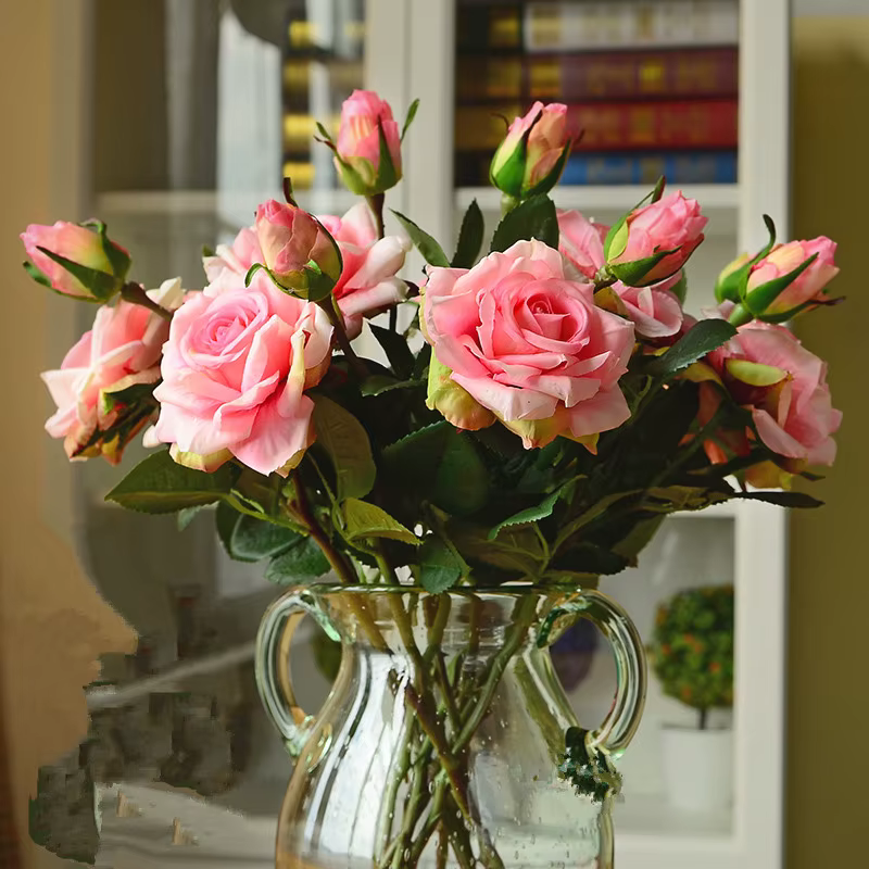Décoration de mariage fleurs artificielles de haute qualité roses vives au toucher réel fleur artifi