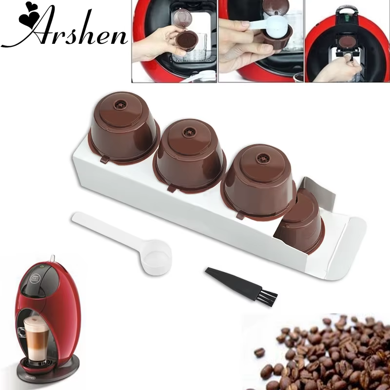 Arshen-Capsules de café rechargeables pour tous les jours, dosettes avec cuillère et brosse, 200 foi