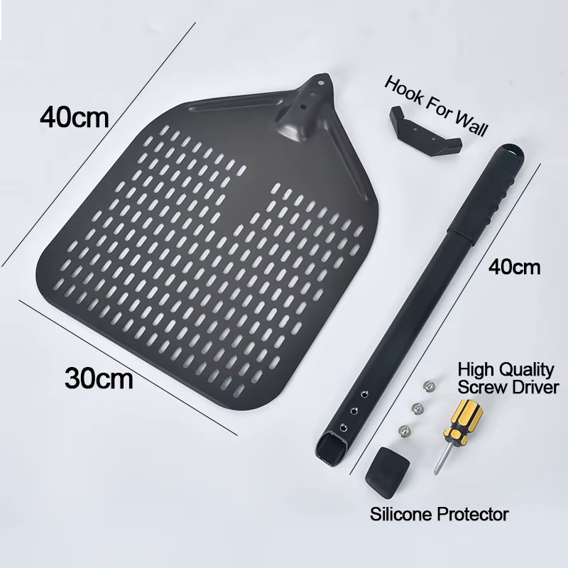 12 "duro anodisé perforé Pizza Peel Rectangle Pizza tournant pelle ensemble aluminium Pizza Peel Pad
