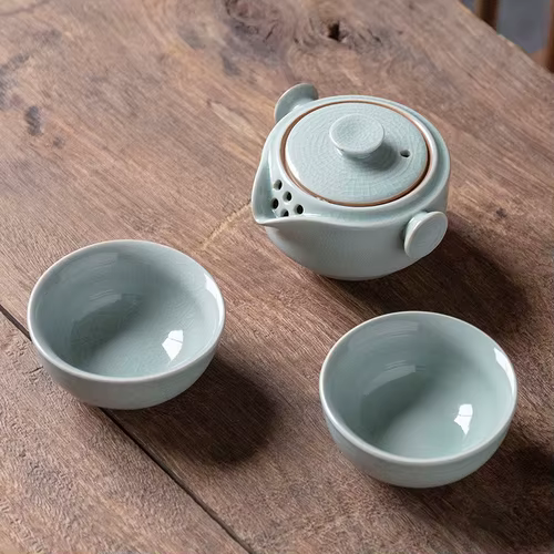 Théière en céramique moderne, service à thé Kung Fu de voyage portable, artisanat en porcelaine, acc