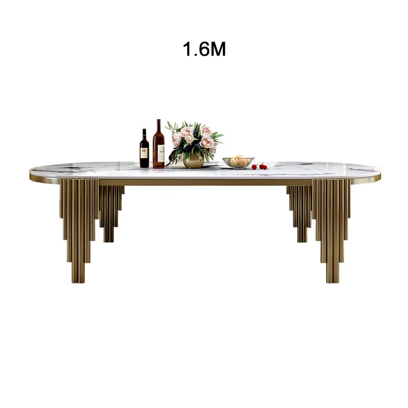 Ensemble de salle à manger en acier inoxydable, meubles de maison, table à manger moderne en marbre