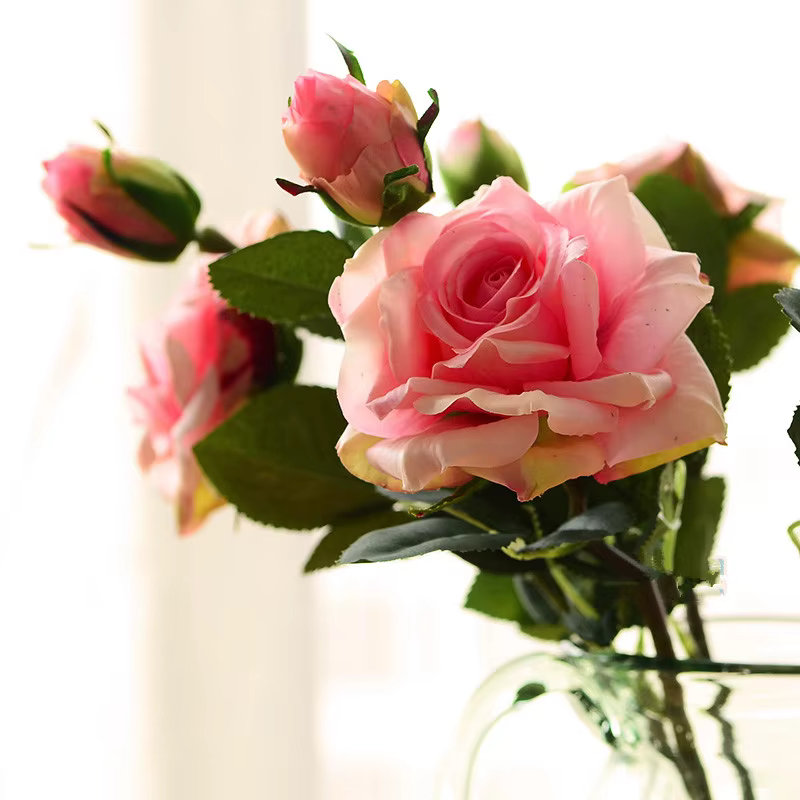 Décoration de mariage fleurs artificielles de haute qualité roses vives au toucher réel fleur artifi