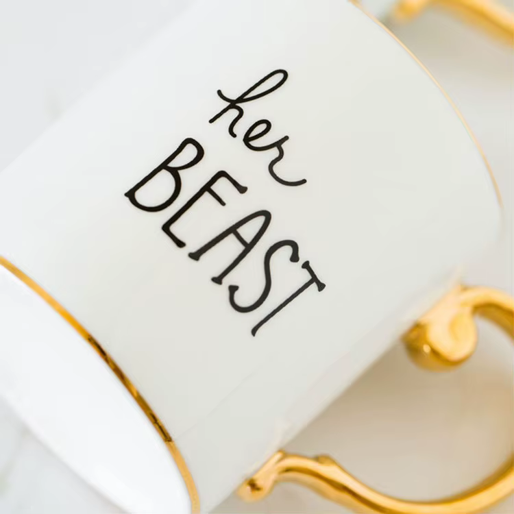 Tasse à café en porcelaine diamant, or de luxe, Mr et Mrs, thé, lait, céramique, standard, cadeau de