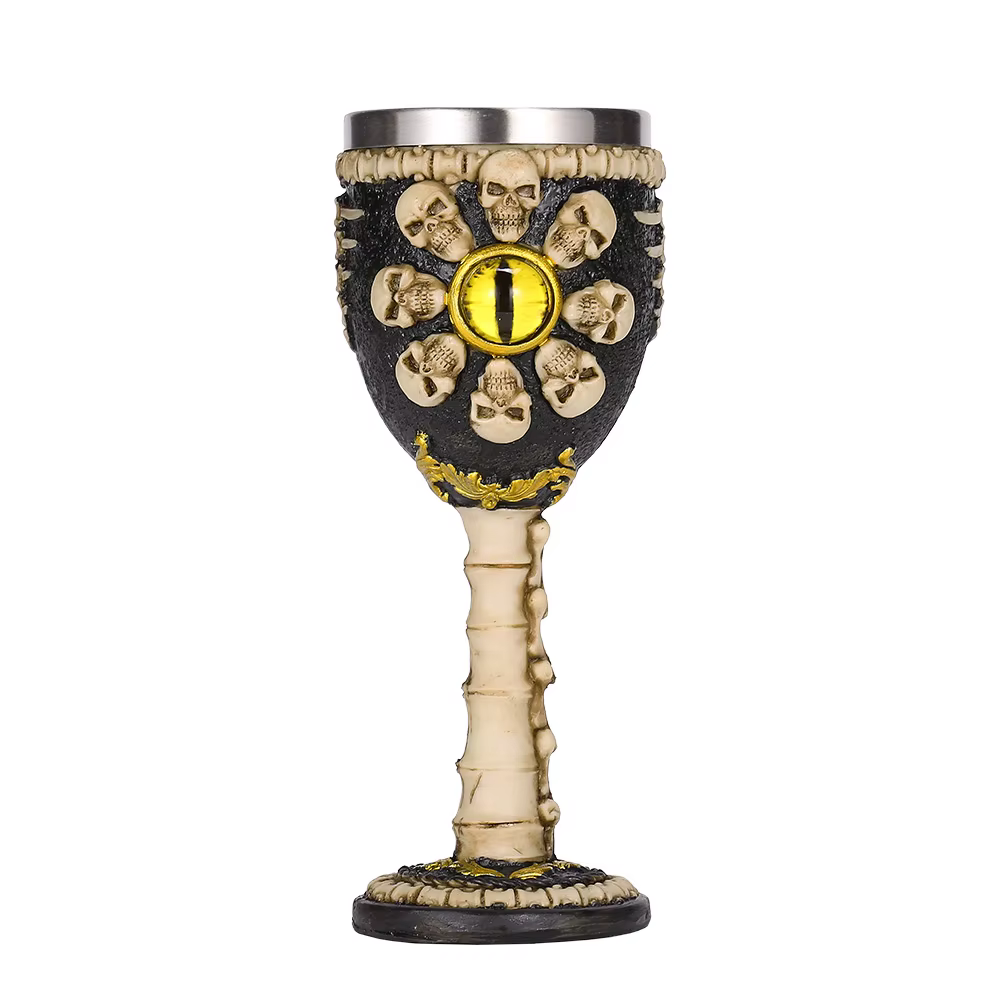 Gobelet gothique 3D Viking en acier inoxydable, crâne en résine, gobelet à vin, griffe de Dragon, sq