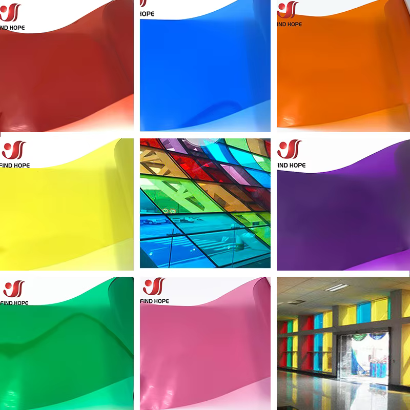 Lot de 7 films transparents colorés pour fenêtre, autocollants décoratifs pour verre, échantillon A4
