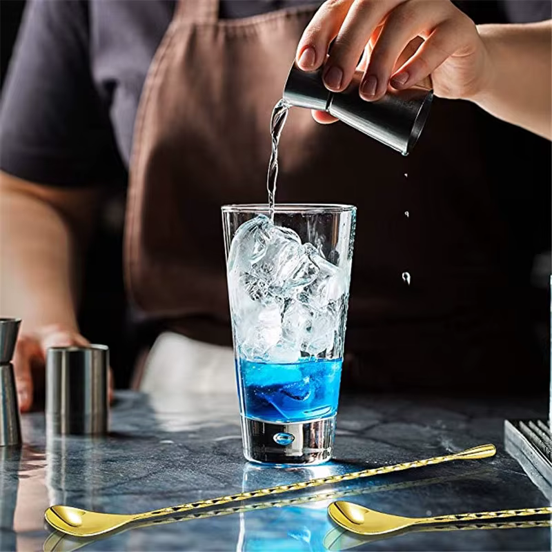 Cuillère à Cocktail, cuillère à remuer à Long manche en acier inoxydable, cuillère à mélanger à moti