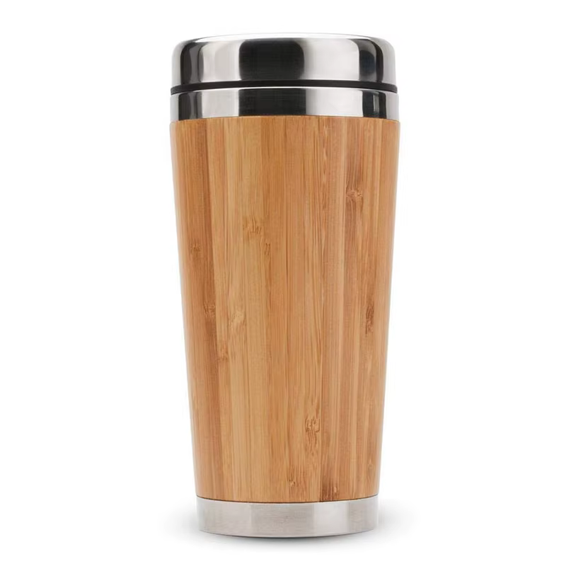 Tasse à café en bambou avec couvercle anti-fuite, acier inoxydable, tasse de voyage, isolée, tasse d