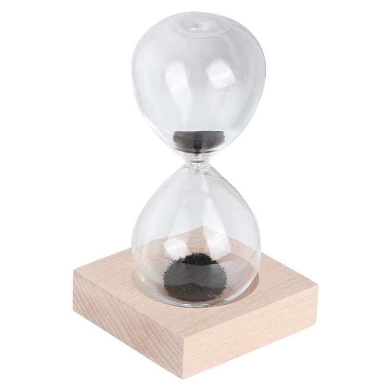 Sablier de sable en verre magnétique avec base pour la décoration de la maison, ornement de bureau,