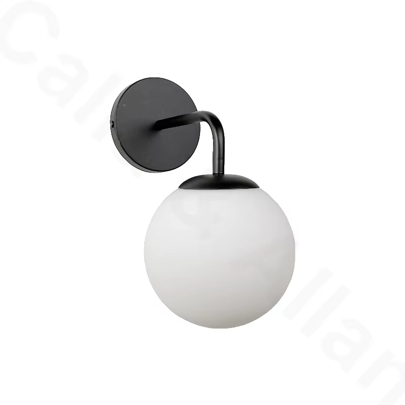 Applique murale LED minimaliste avec abat-jour en verre sphérique de 150 mm, idéale pour salon, cham