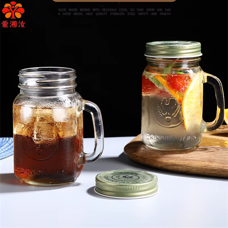 Pot à boire en verre transparent avec couvercle, tasse à coq rétro, tasse à bière vintage, foire cam