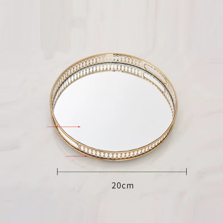 Plateaux décoratifs en verre miroir vintage, assiette de fruits rectangulaire ou ronde, présentoir d