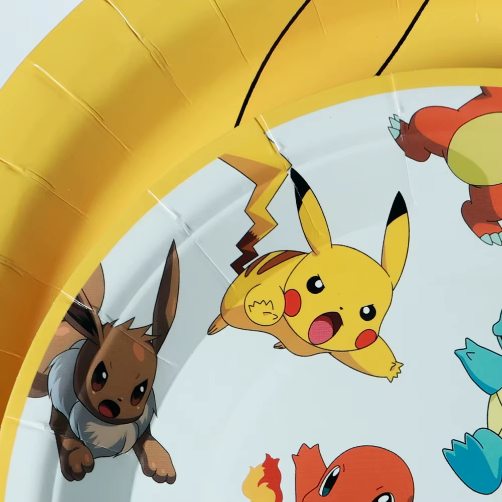 Vaisselle Pokemon Pikachu, 60 pièces, décoration d'anniversaire, gobelets jetables, assiettes, servi