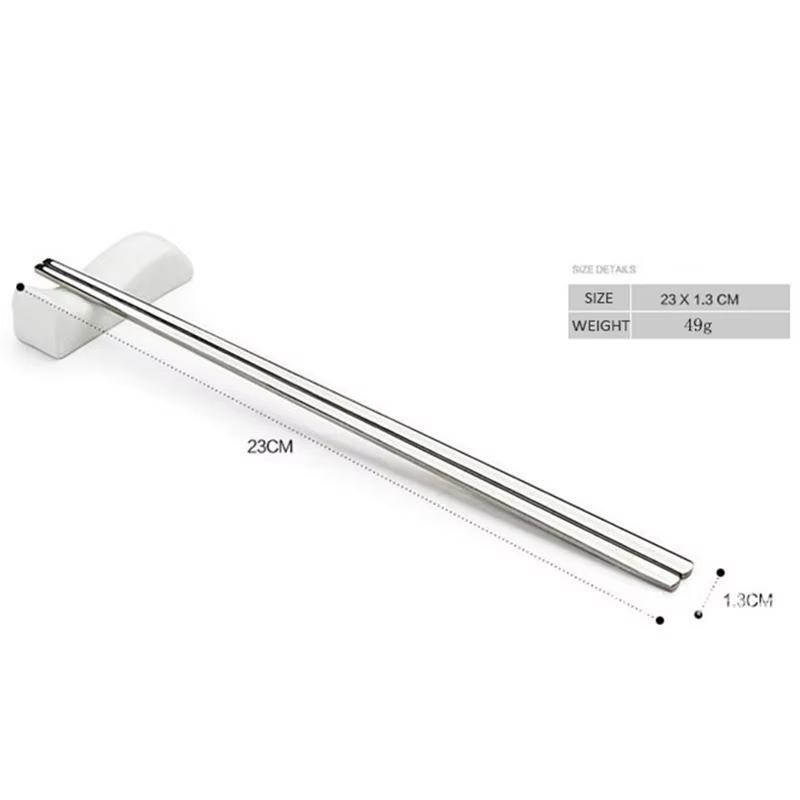 Baguettes plates chinoises coréennes, 5 paires, bâtons en acier inoxydable de haute qualité, accesso