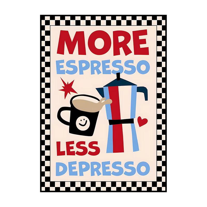 Affiche de Club de café de Style bohémien, impression de café et de Croissants, peinture sur toile a