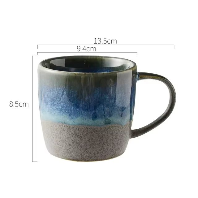 Tasse en céramique à changement progressif pour lait, café, petit-déjeuner, étoilé, céramique, rétro