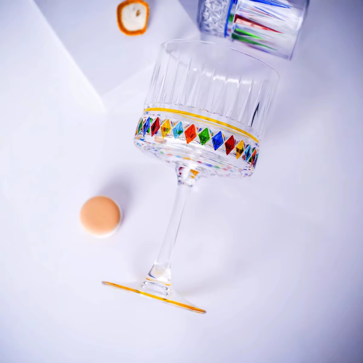 Verrerie à tige créative en relief coloré – Verres pour cocktail, champagne et martini | Cadeau pa