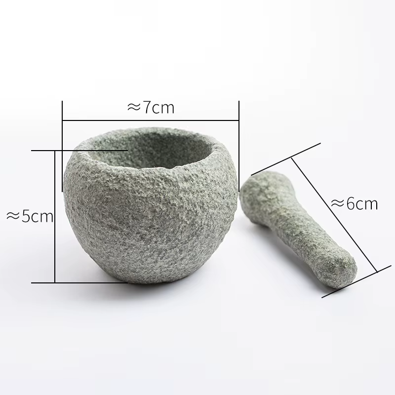 Mortier et pilon en pierre naturelle, fait main, Zen Premium, pour thé, épices, cérémonie du thé chi