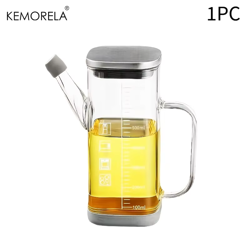 KEMORELA 1/2 pièces 700ml bouteille distributrice d'huile d'olive en verre avec marquages de mesure 