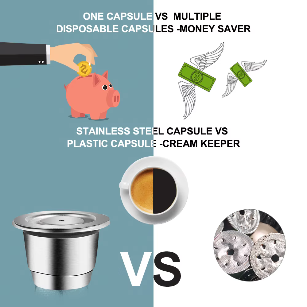 Pour Nespresso Capsule de café réutilisable en acier inoxydable riche Crema expresso filtres recharg