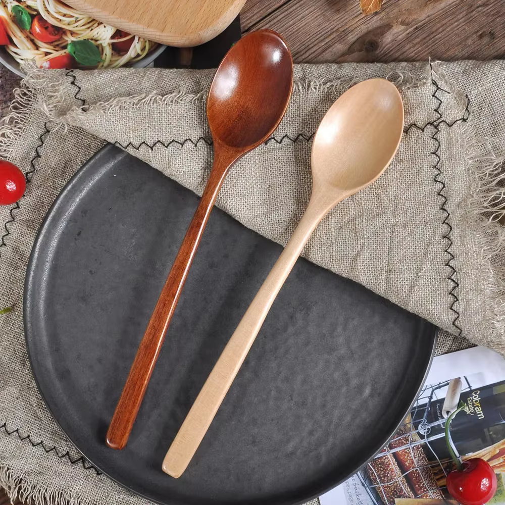 Cuillère à thé en bois, 2 pièces, ustensiles de cuisine, pour soupe, café, miel