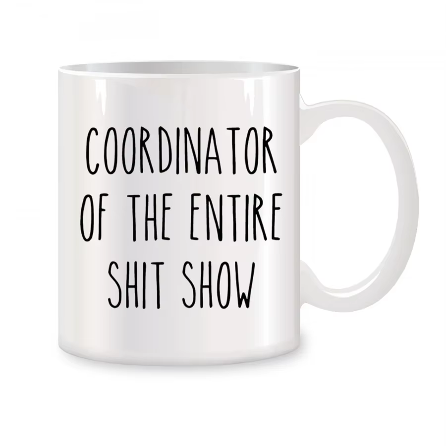 Tasses en céramique blanche pour femmes, Coordinateur de l'ensemble du spectacle de merde, colonne v