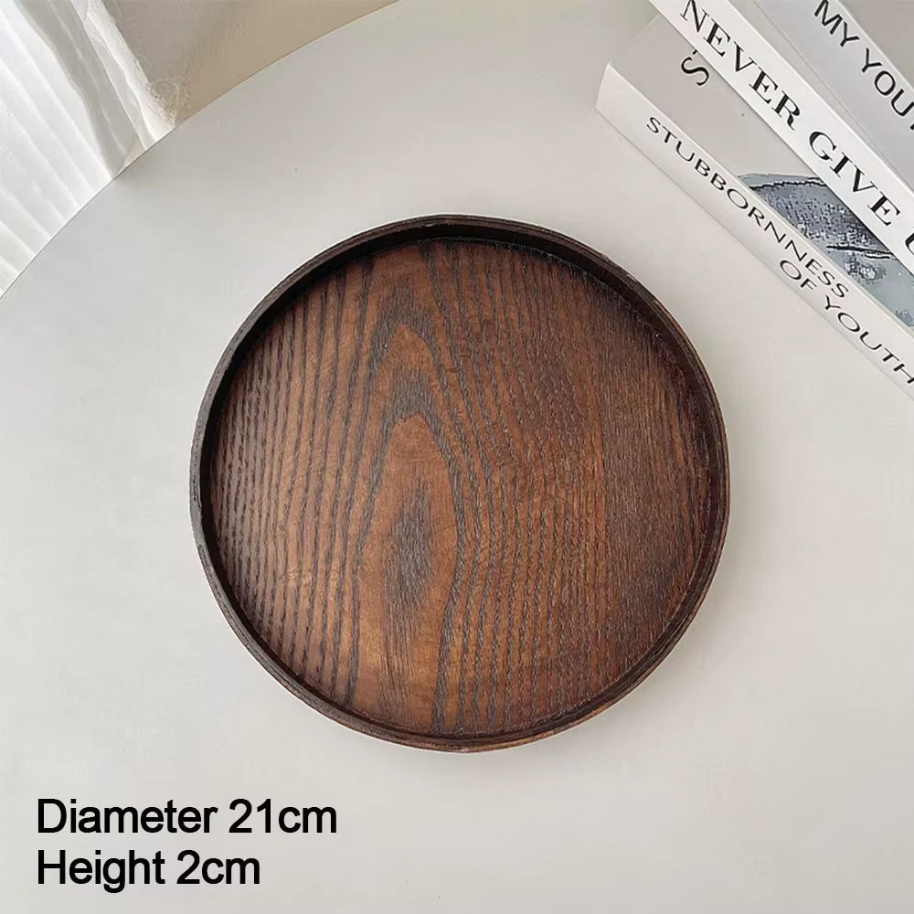 Plateau de service rond Vintage en bois 21/24/27/30/33cm, plateau en bois, palette à Dessert, Table 