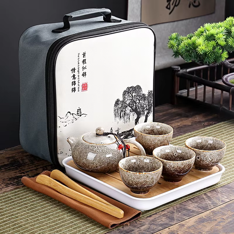 Avec sac de voyage 4 tasses service à thé Kung Fu chinois ensemble de voyage théière Portable en cér