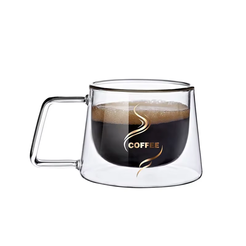 Tasse à café en verre à Double paroi de 200ml, tasse à expresso transparente résistante à la chaleur