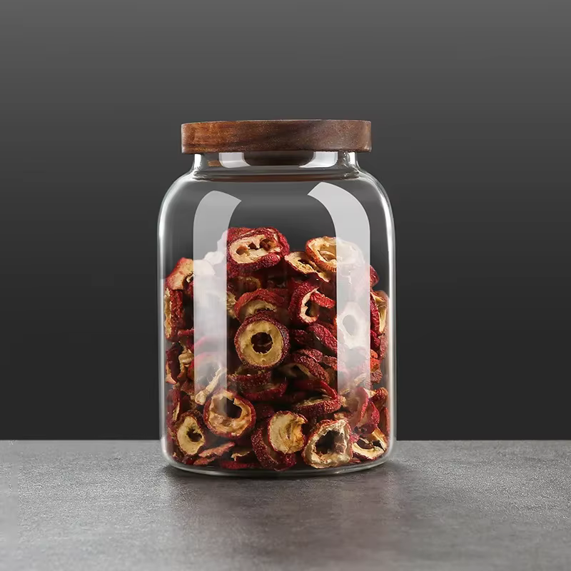 Bocal rond en verre borosilicaté avec couvercle, grand stockage, précieux, humidité, transparent, ca
