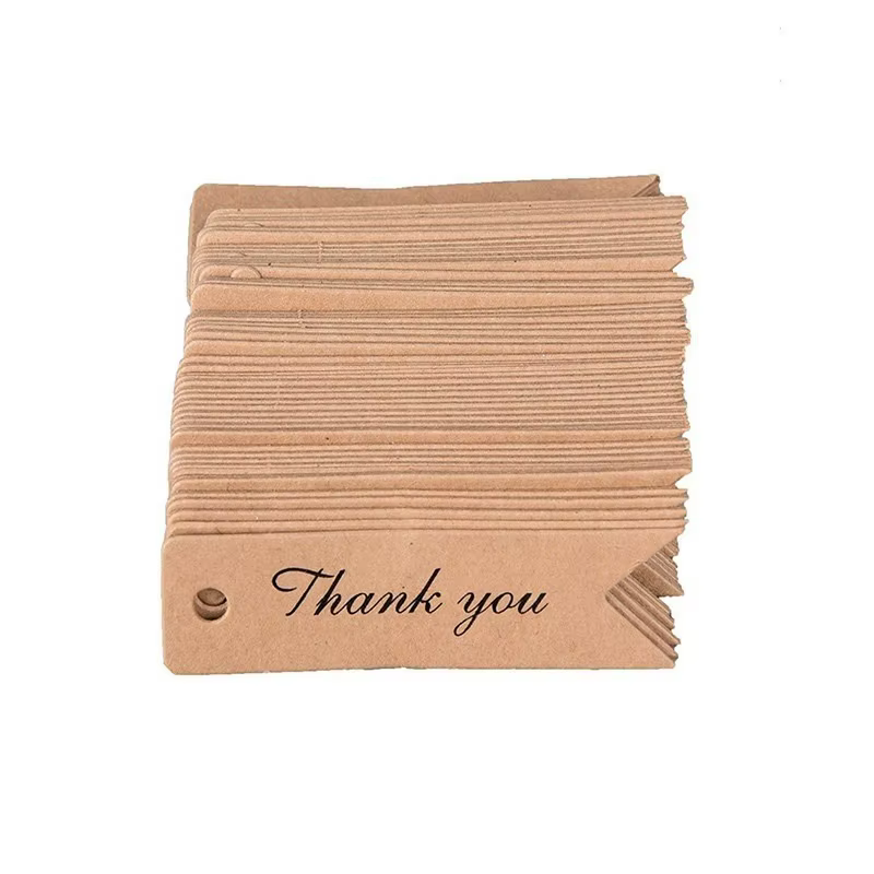100 pièces d'étiquettes de remerciement faites à la main en papier Kraft rétro, papier vierge, étiqu