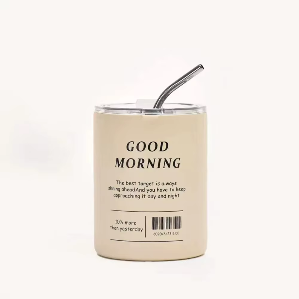 Tasse à café Thermos en acier inoxydable, refroidisseur Double couche, tasse en paille, tasse à café