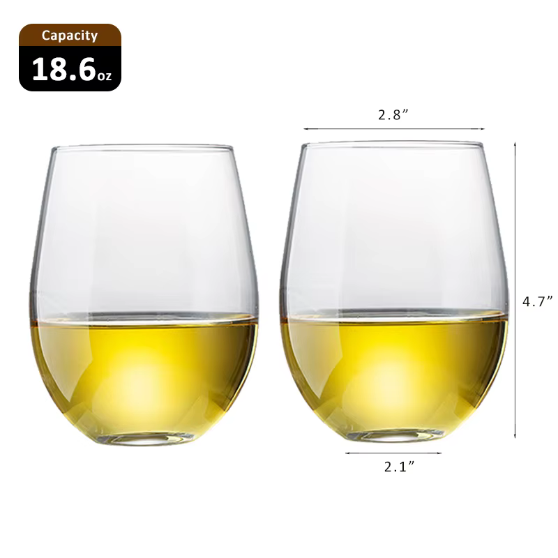 Ensemble de Verres à Vin Rouge Sans Pied en Clip de 18.6oz, Cadeau de Noël, pour Dégustation de Vin,