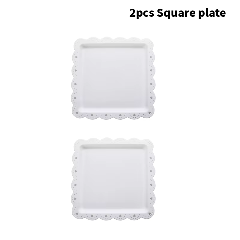 2 assiettes à dessert carrées ou rectangulaires, matériau PP pouvant être réutilisé pour hôtel, rest