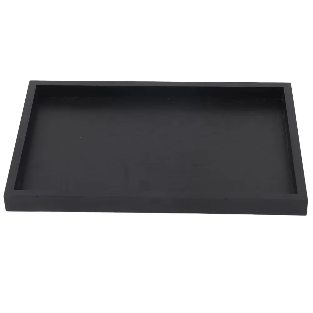 Plateau à collation en bois noir, plateau de service rectangulaire, plateau décoratif, plateau en bo