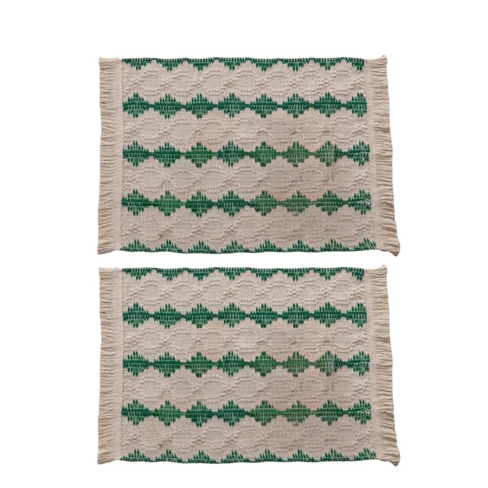 Napperons modernes en lin et coton, 2 pièces, Double couleur, épissure, tapis de table de ferme, nap