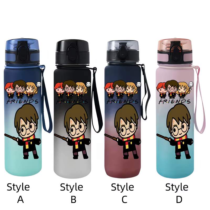 Tasse d'eau Portable avec personnages d'anime Harry Potter de 650ML, bouteille d'eau anti-goutte en