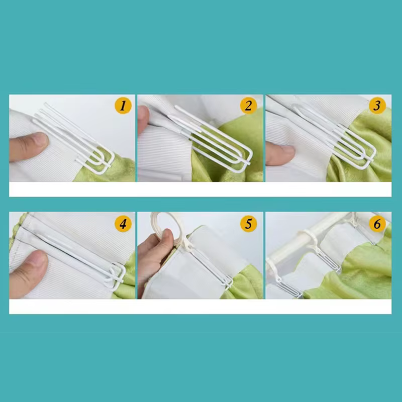 Asazal haute qualité 20 pièces blanc 4 broches fourchette crochets rideaux anneaux accessoires pince