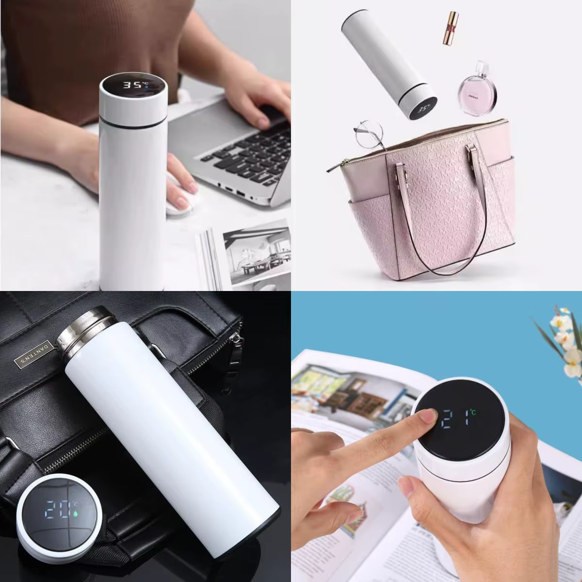 Tasse Thermos à affichage de la température de 500ML, bouteille Thermos divisée en acier inoxydable,