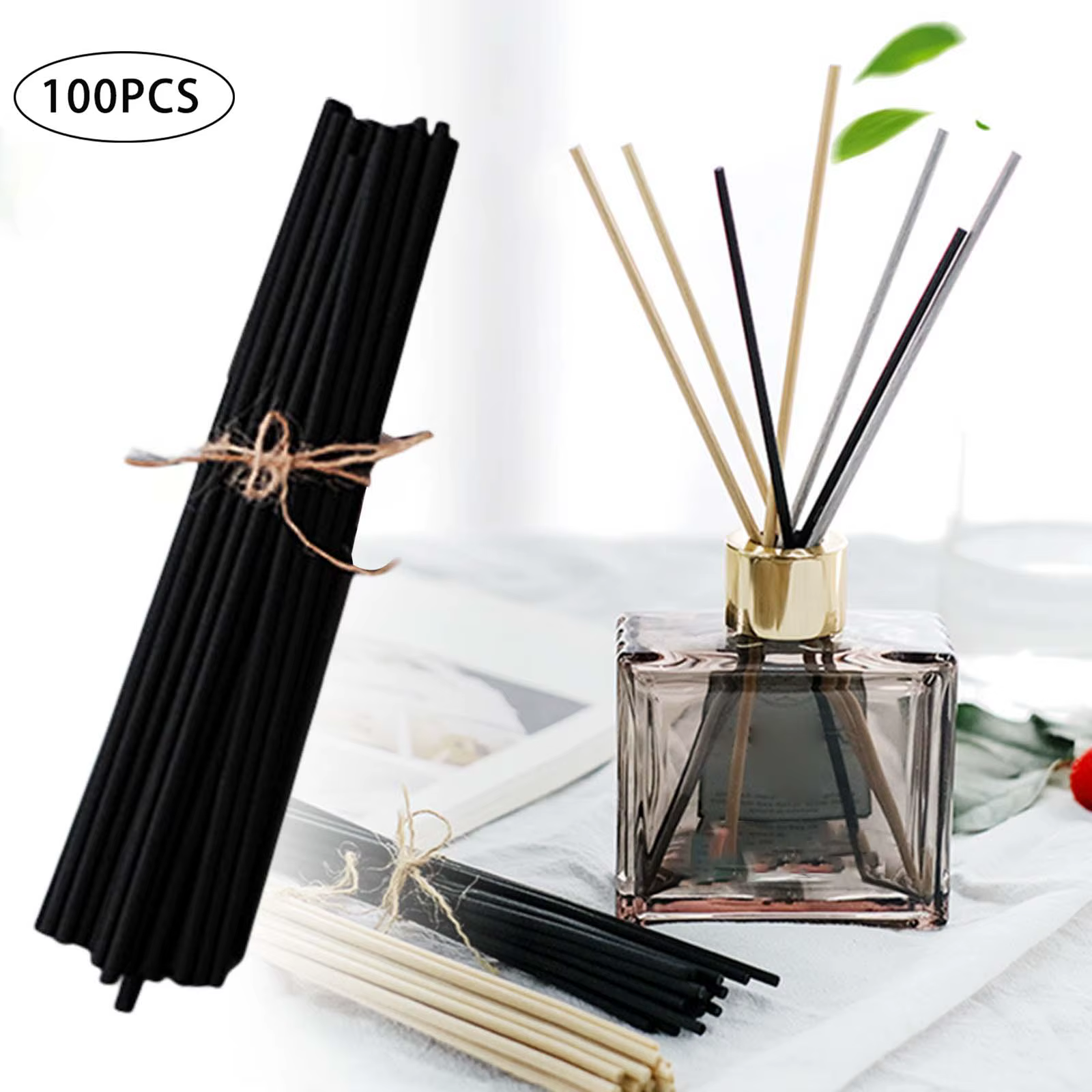 100 pièces bâtons de diffuseur de roseaux ensemble 3mm 8 pouces bâtons de diffuseur de roseau de fib