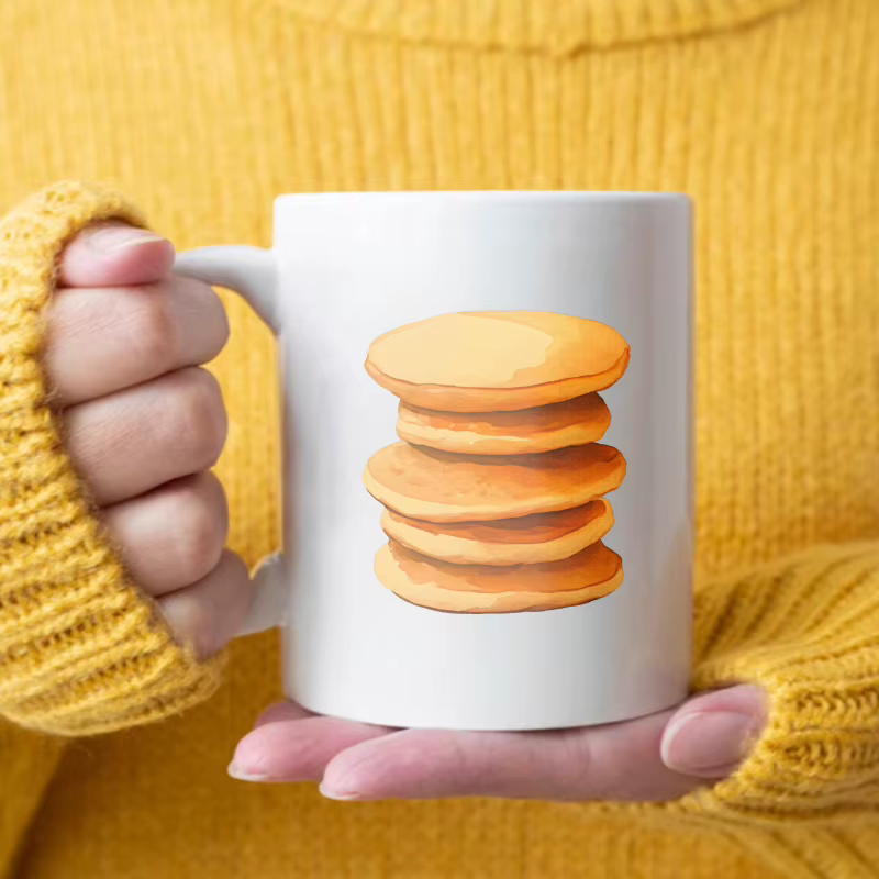Tasse à café en céramique, conception de pile de crêpes blanches, adaptée au petit déjeuner et au th