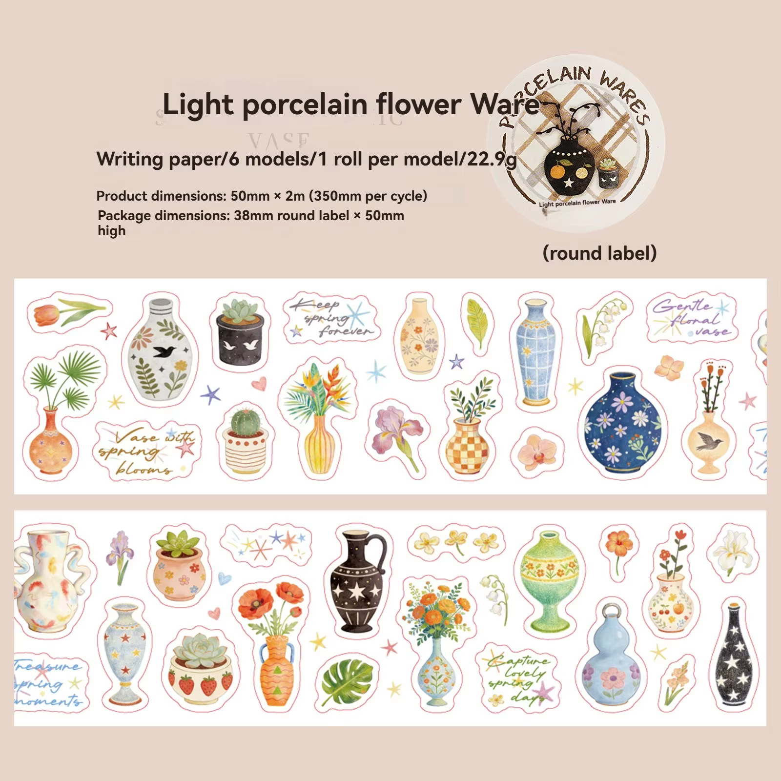 Série Porcelaine Etori Life : Vaisselle de cuisine fraîche et apaisante, et ruban adhésif Washi, ass